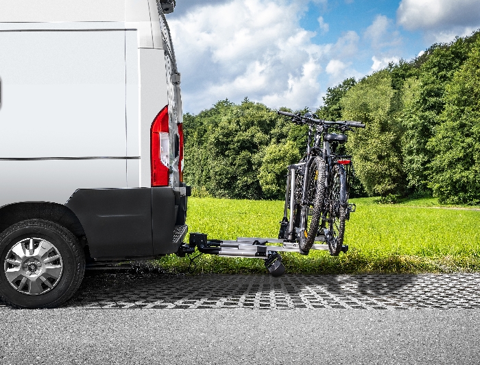 EUFAB Fahrradträger SD260, ausziehbar, f. 2 Fahrräder für d. Anhängerkupplung AHK Heckträger für E-Bike Elektrofahrrad