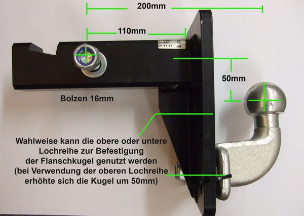 US- Einsteckadapter bis 3500kg, höhenverstellbar Westfalia/ Monoflex, 2 Zoll