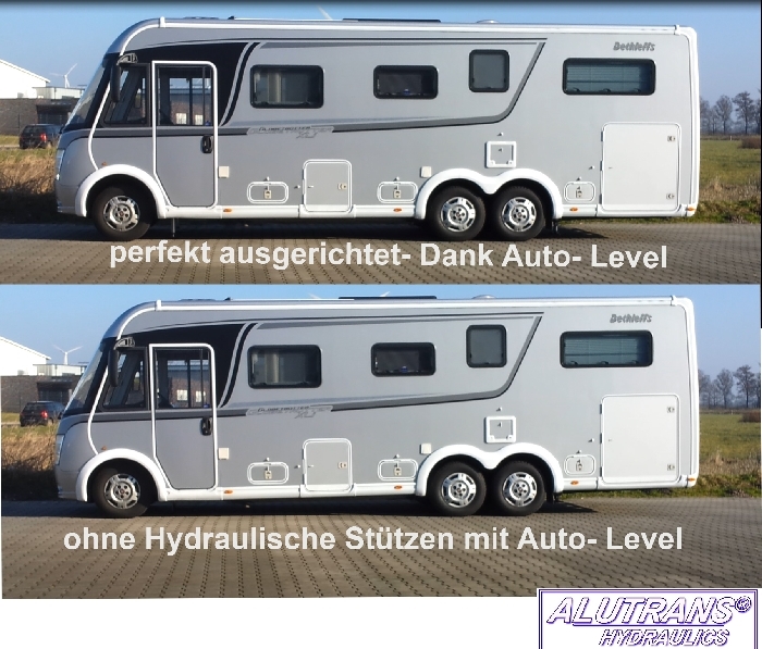 Hydraulische Hubstützen Anlage für Fiat Ducato m. Blattfeder 2006-2013, ALUTRANS S3000 (PHi) Kl. 1 bis 3,8t zGG, 12V, autom. Niveauregulierung