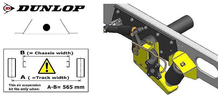 Luftfederung für ALKO (AL-KO)- Chassis- 2011- Standard Radaufnahme- ohne ALC Level Control, Einzelachse, spez. für auflaufendes Chassis, Zweikreis Zusatz-Luftfederanlage, syst. LF3, inkl. Montage