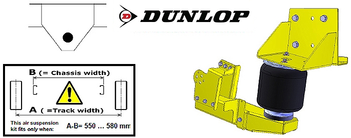 Luftfederung für ALKO (AL-KO)- Chassis- 2011- low Radaufnahme- ohne ALC Level Control, Einzelachse, Zweikreis Zusatz-Luftfederanlage, syst. LF3, inkl. Montage