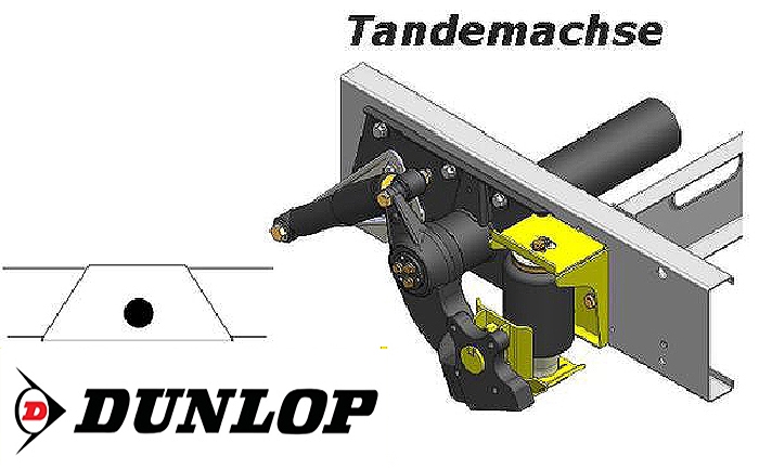 Luftfederung für ALKO (AL-KO)- Chassis- 2002-2006- Tandemachse, Scheibenbremse, Zweikreis Zusatz-Luftfederanlage, syst. LF3, inkl. Montage