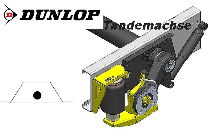 Luftfederung für ALKO (AL-KO)- Chassis- 1994-2002-Standard Radaufnahme- Tandemachse, Zweikreis Zusatz-Luftfederanlage, syst. LF3, inkl. Montage