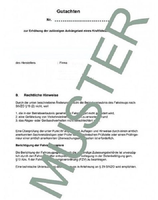 Anhängelast erhöhen für Ford Transit Courier Typ N3P Bj. 2024- (Gutachten)