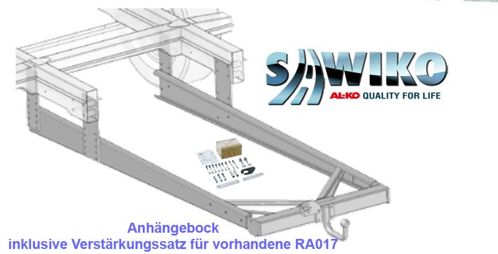 Anhängerkupplung Typ Sawiko 017-M2 (für Mercedes Sprinter Typ 601/602), für Wohnmobile mit Rahmenverlängerung- D 12,5kN