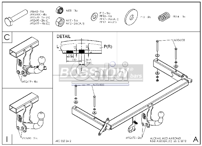 Anhängerkupplung für Audi-A4 Avant S4, Baureihe 1996-2001 starr