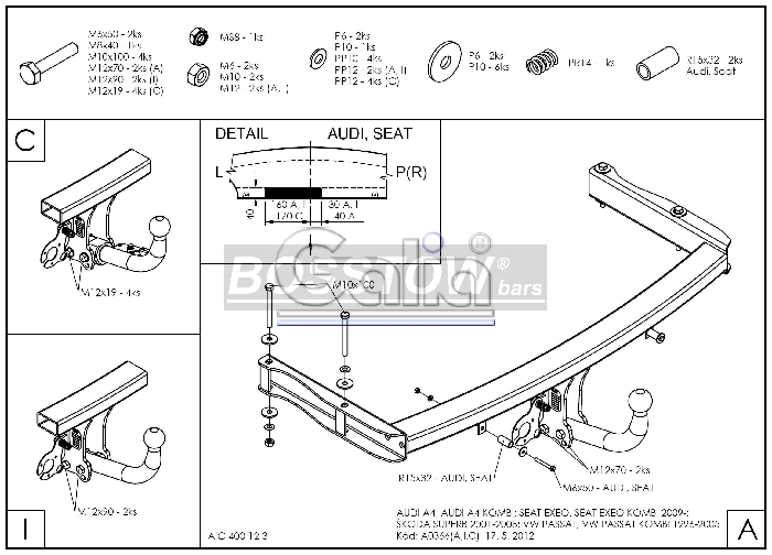Anhängerkupplung für Audi-A4 Avant S4, Baureihe 2001-2004 starr