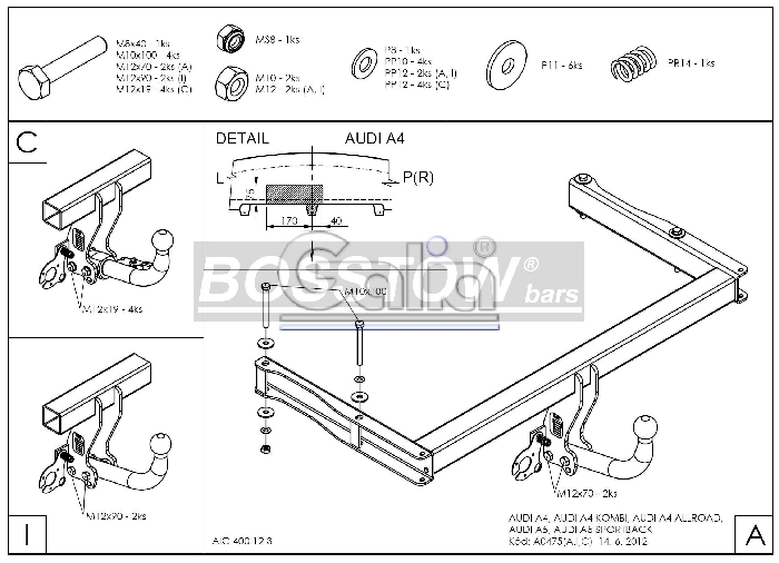 Anhängerkupplung für Audi-A4 Limousine Quattro, Baureihe 2007-2011 starr