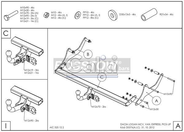 Anhängerkupplung für Dacia-Logan Van Express, Baureihe 2009-2012 starr