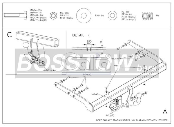 Anhängerkupplung für Ford-Galaxy Van, incl. 4x4, für Fzg. mit Parktronic, Baureihe 1998-2000 starr