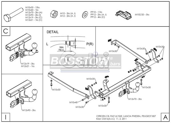 Anhängerkupplung für Lancia-Phedra, Baureihe 2002-2005 starr