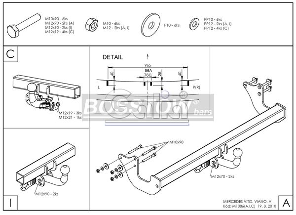 Anhängerkupplung für Mercedes-Vito W639, Baureihe 2003-2005 starr