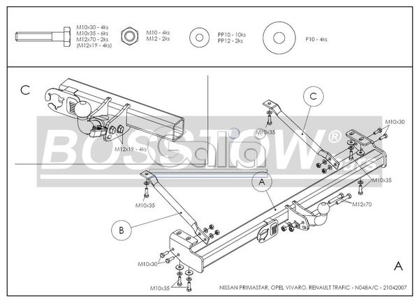 Anhängerkupplung für Nissan-Primastar, Baureihe 2002-2006 starr