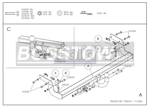 Anhängerkupplung für Peugeot-207 Cabrio, CC, Baureihe 2006- starr