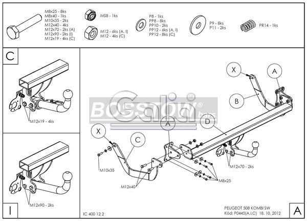 Anhängerkupplung für Peugeot-508 Kombi, nicht GT, Baureihe 2011-2018 starr