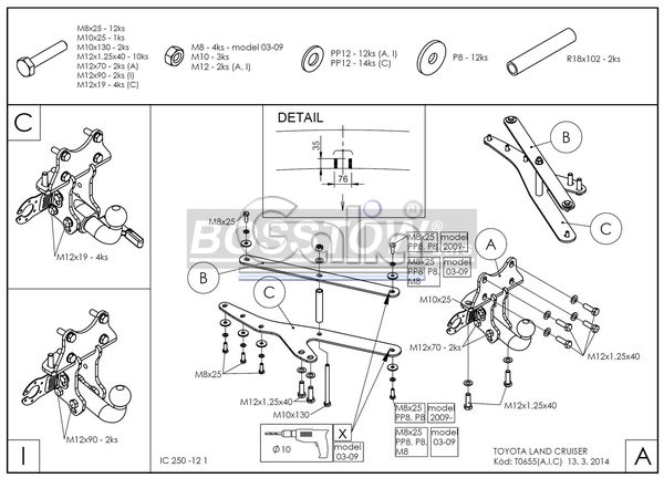 Anhängerkupplung für Toyota-Landcruiser 150 (J15), 5-türig, Baureihe 2009-2018 starr