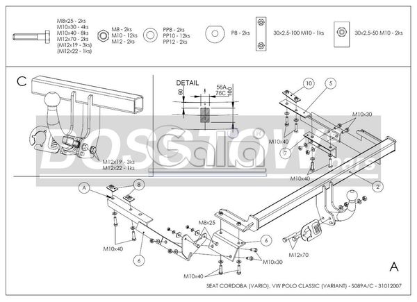 Anhängerkupplung für VW-Polo (6KV)Variant, Baureihe 1999- starr