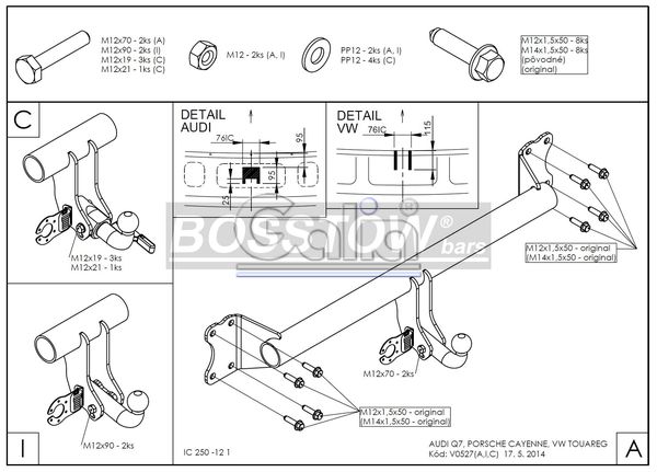 Anhängerkupplung für VW-Touareg, Baureihe 2002-2005 starr
