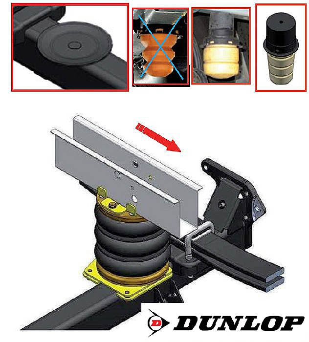 Ford Transit, Frontantrieb, Baujahr 2006-2014, Achse 70x90mm, Pralldämpfer lang, passende Zusatz-Luftfederung 8 Zoll Zweikreis Dreifaltenbalg- Anlage, syst. LF3, zzgl. Montagekosten bei uns im Haus.