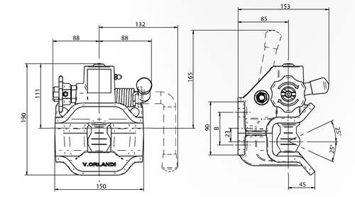 Maulkupplung Orlandi 120x 55, 30kN, f. Oese 40mm