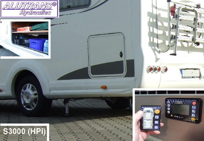 Hydraulische Hubstützen Anlage für Iveco Daily 30C-35C Bj. 2006-2014, ALUTRANS S3000 (PHi) Kl. 1 bis 3,8t zGG, 12V, autom. Niveauregulierung