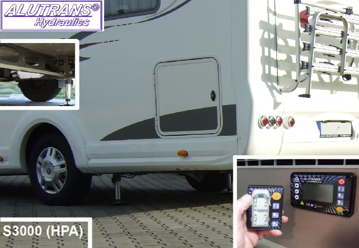 Hydraulische Hubstützen Anlage für Mercedes Sprinter W907 50 RWD Bj. 2018-, ALUTRANS S3000 (PHA) Kl. 2 bis 6,5t zGG, 12V, autom. Niveauregulierung