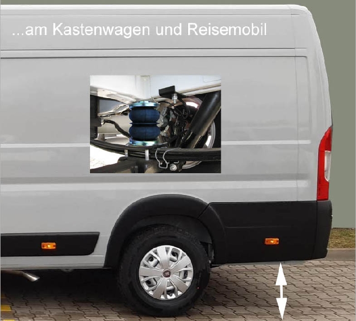 Aktion-Empfehlung: Fiat Ducato Eurochassis X250 (2006-2014), passende Zusatz-Luftfederung 8 Zoll Zweikreis Doppelfaltenbalg- Dunlop, ALUTRANS, syst. LF3