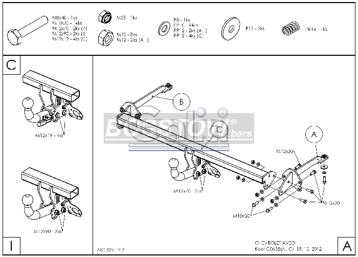 Anhängerkupplung für Chevrolet-Aveo Limousine, Baureihe 2011- abnehmbar &ndash; Bild 2 von 2