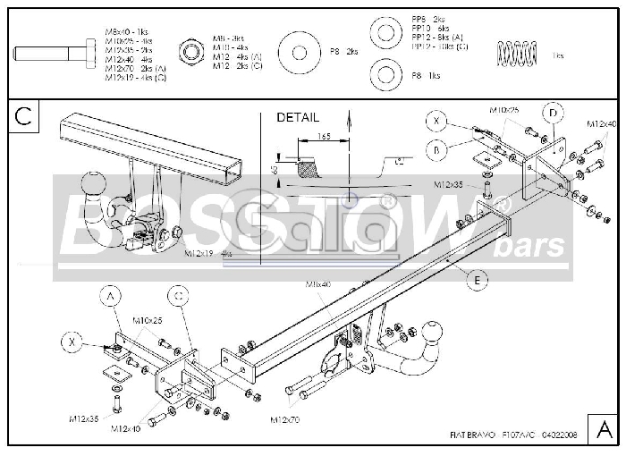 Anhängerkupplung für Fiat-Bravo 5-türig, Baureihe 2007- abnehmbar