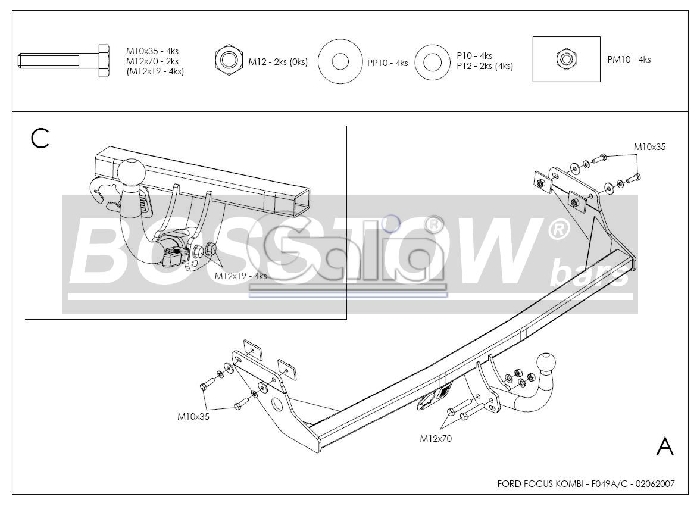 Anhängerkupplung für Ford-Focus Kombi, nicht RS, Baureihe 1998-2003 abnehmbar