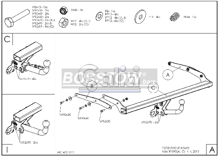 Anhängerkupplung für Ford-Focus Kombi, nicht RS, Baureihe 2011-2018 abnehmbar