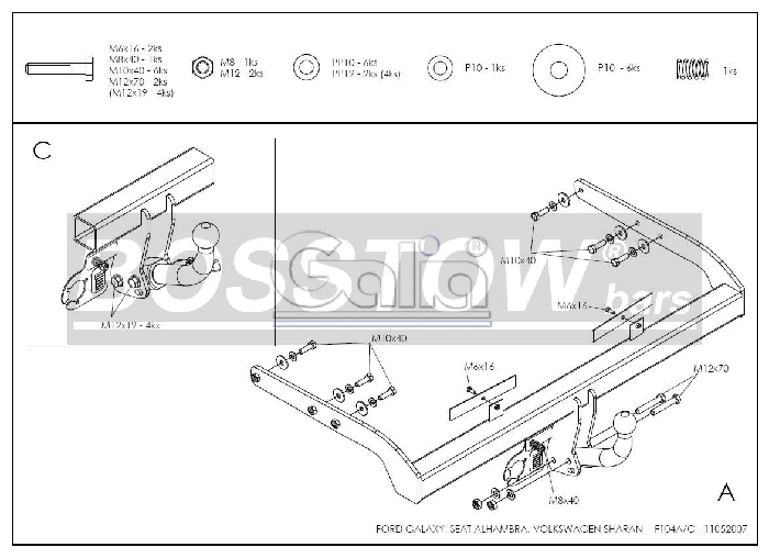 Anhängerkupplung für Ford-Galaxy Van, inkl. 4x4, Baureihe 2000-2006 abnehmbar