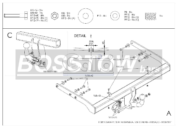 Anhängerkupplung für Ford-Galaxy Van, incl. 4x4, für Fzg. mit Parktronic, Baureihe 1998-2000 abnehmbar