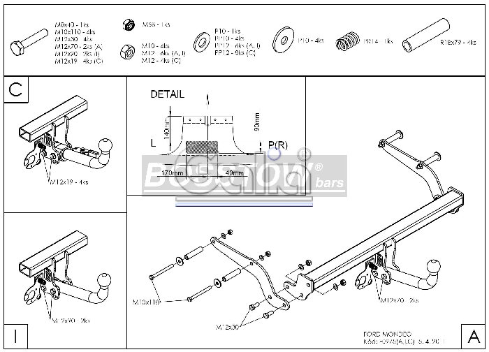 Anhängerkupplung für Ford-Mondeo Fließheck Lim 4x4, nicht RS,ST, nicht Titanium, Baureihe 2000-2007 abnehmbar