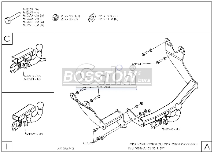 Anhängerkupplung für Ford-Transit Connect kurzer und langer Radstand, Baureihe 2002-2013 abnehmbar