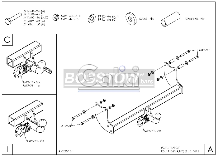 Anhängerkupplung für Ford-Transit Pritsche, Baureihe 2006-2014 abnehmbar