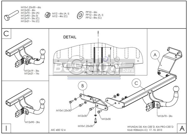 Anhängerkupplung für Hyundai-I30 Fließheck, 3/ 5-Türig, Baureihe 2012-2016 abnehmbar