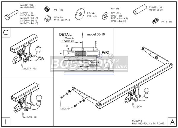 Anhängerkupplung für Mazda-5, Baureihe 2011- abnehmbar