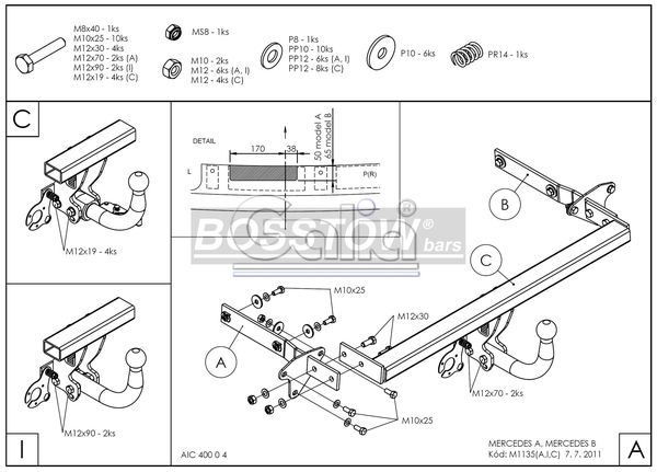 Anhängerkupplung für Mercedes-B-Klasse W245, T 245, Baureihe 2005- abnehmbar