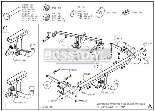 Anhängerkupplung für Mercedes-C-Klasse Kombi W203, Baureihe 2001-2005 abnehmbar