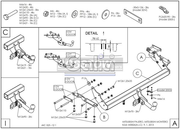 Anhängerkupplung für Mitsubishi-Pajero V60 (kurzer Radstand), Baureihe 2002-2006 abnehmbar