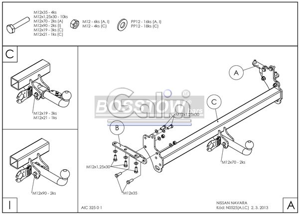 Anhängerkupplung für Nissan-Navara D23, Fzg. mit Trittstoßfänger, Baureihe 2015-2018 abnehmbar