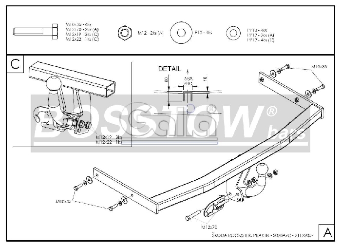 Anhängerkupplung für Skoda-Praktik, Baureihe 2010-2015 abnehmbar