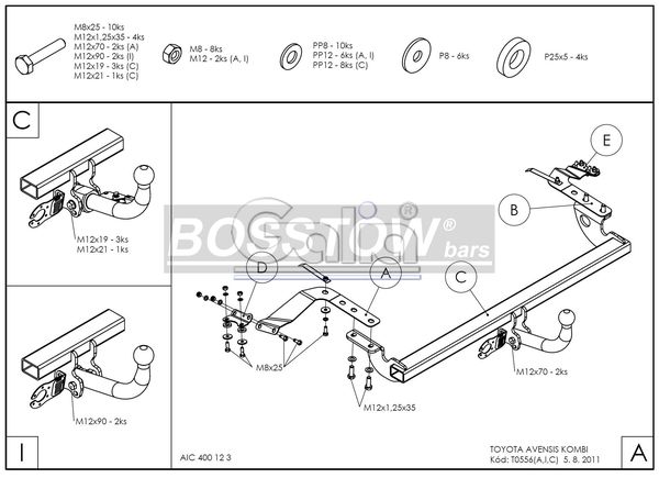 Anhängerkupplung für Toyota-Avensis T25, Kombi, Baureihe 2003-2009 abnehmbar