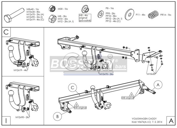 AnhÃ¤ngerkupplung abnehmbar VW Caddy Maxi mit Benzin- o. Dieselmotor AHK  abnehmbar 1146371 Elektrosatz nachrÃ¼sten Montage