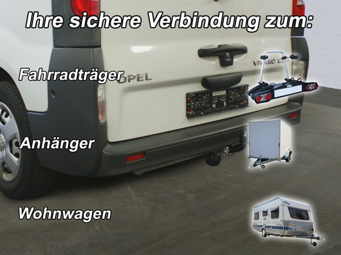 Anhängerkupplung für Opel-Vivaro Kasten/ Bus/ Kombi, Baureihe 2001-2003 starr