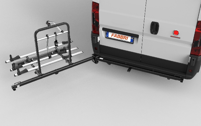 Fabbri SESAMO - schwenkbarer Fahrradträger für 2 Fahrräder oder E-Bike spez. für Opel Movano Bj. 2021- ohne AHK